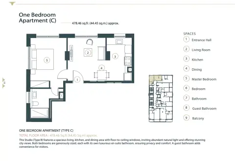 Floor plan, 1 Bed