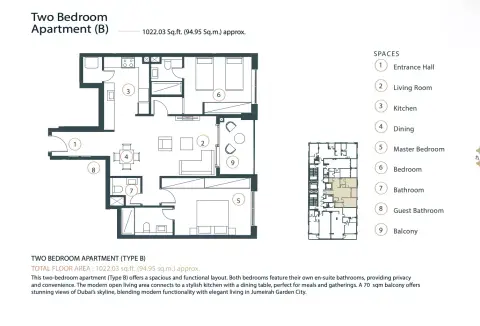 Floor plan, 2 Bed