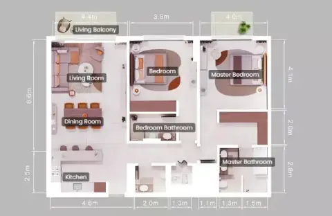 Floor plan, 2 Bed