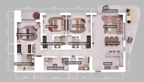 Floor plan, 3 Bed